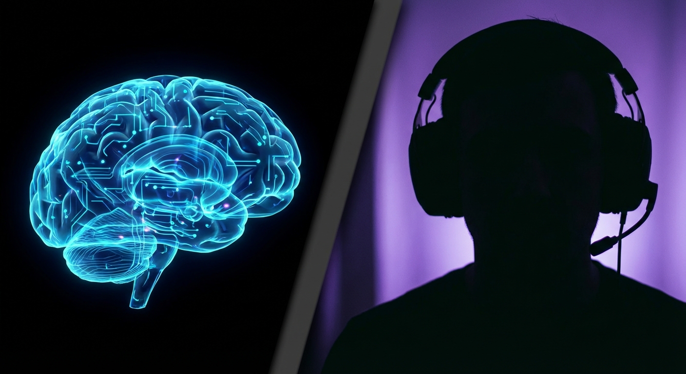 Side by side comparison of AI brain and human assistant
