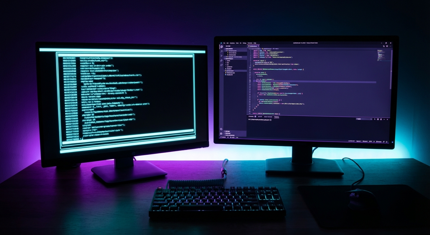 Side-by-side comparison of AI coding tools on dark background