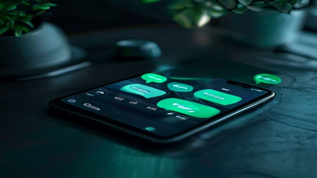 WhatsApp Business automation on smartphone with dark moody lighting